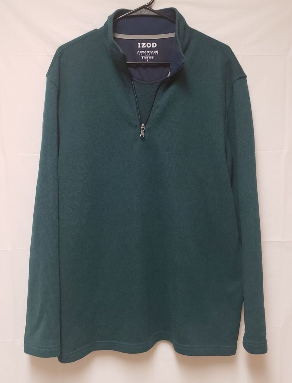 Izod Men’s Performance Sweatshirt Stretch Hunter Green Long Sleeve Sz L NWOT